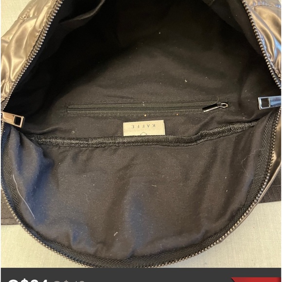 KAFFE Quilted Dark Grey/Silver Large Fanny Pack (Bumbag), Adjustable Strap - Picture 3 of 4